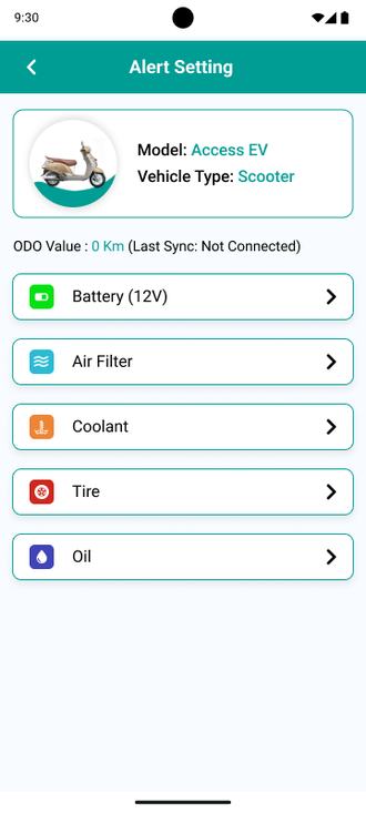 Maintenance alert settings list