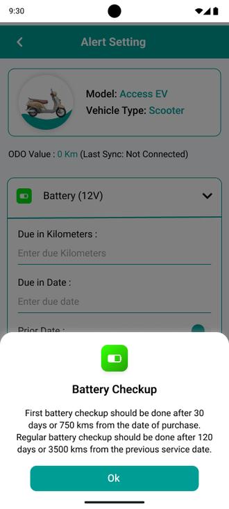 Battery checkup guidance dialog