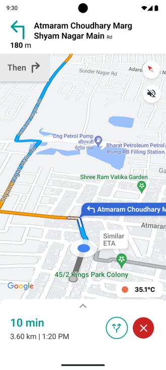 Turn-by-turn navigation screen