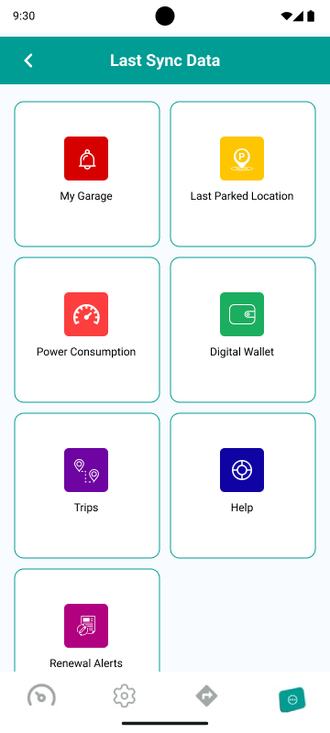 Last sync data screen with connected features