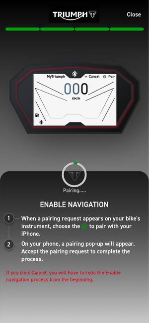 iOS pairing request step with cancel consequence warning