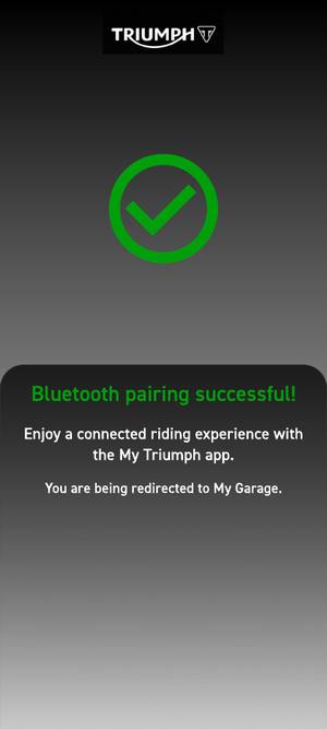 Bluetooth pairing successful confirmation screen