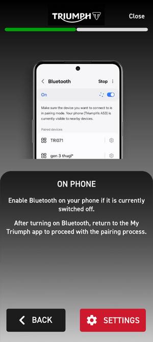 Redesigned on-phone step showing the real Android Bluetooth settings