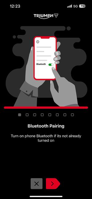 Previous Bluetooth pairing screen with illustration and instructions